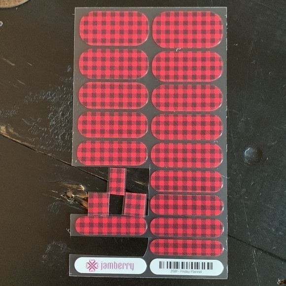 JAMBERRY Partial Sheet Red and Black Buffalo Plaid Nail Wraps - Friday Flannel - Picture 3 of 12
